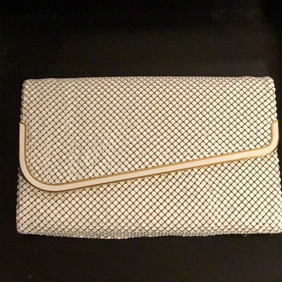 Handbags - Asymmetrical Warm White Mesh Clutch